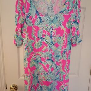 Lilly Pulitzer VERY Bright Lobster Dress EUC XL